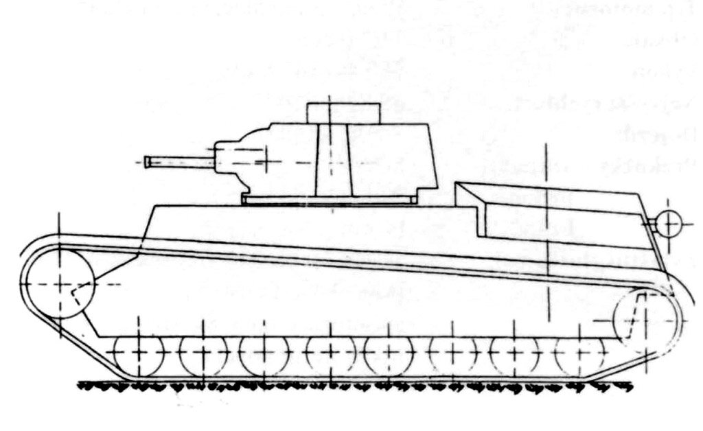 Проект Tatra T-III, с установкой башни.