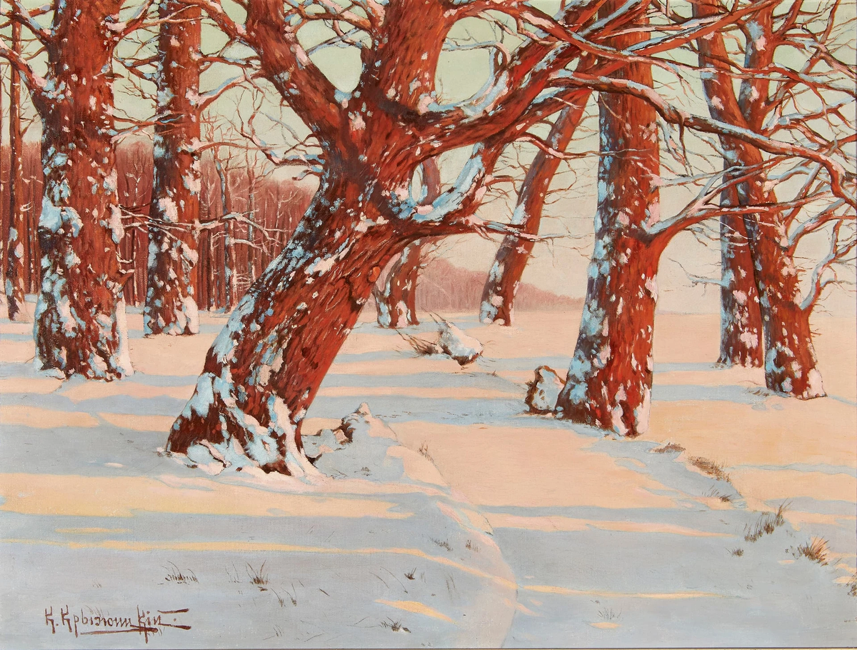"Заснежный лес на закате", К.Я. Крыжицкий. Частное собрание.