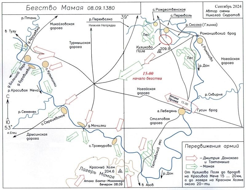 Бегство Мамая - карта-схема