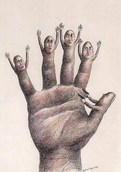 by Roland Topor

♦
https://www.facebook.com/EmilMilewskiArt/posts/pfbid02VXTbL17owdh5HgSRRmt1E6m8ADWX5STMhCRoSoq1jVNbzbbSX9xYd9wYEgSV9enal