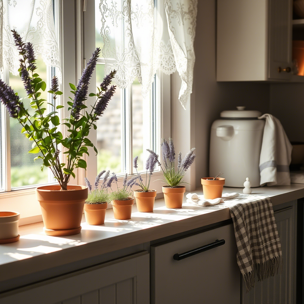 Лаванда в глиняных горшках наполняет комнату чудесным ароматом