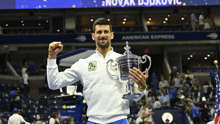    Новак Джокович после победы на US Open-2023. Global Look Press