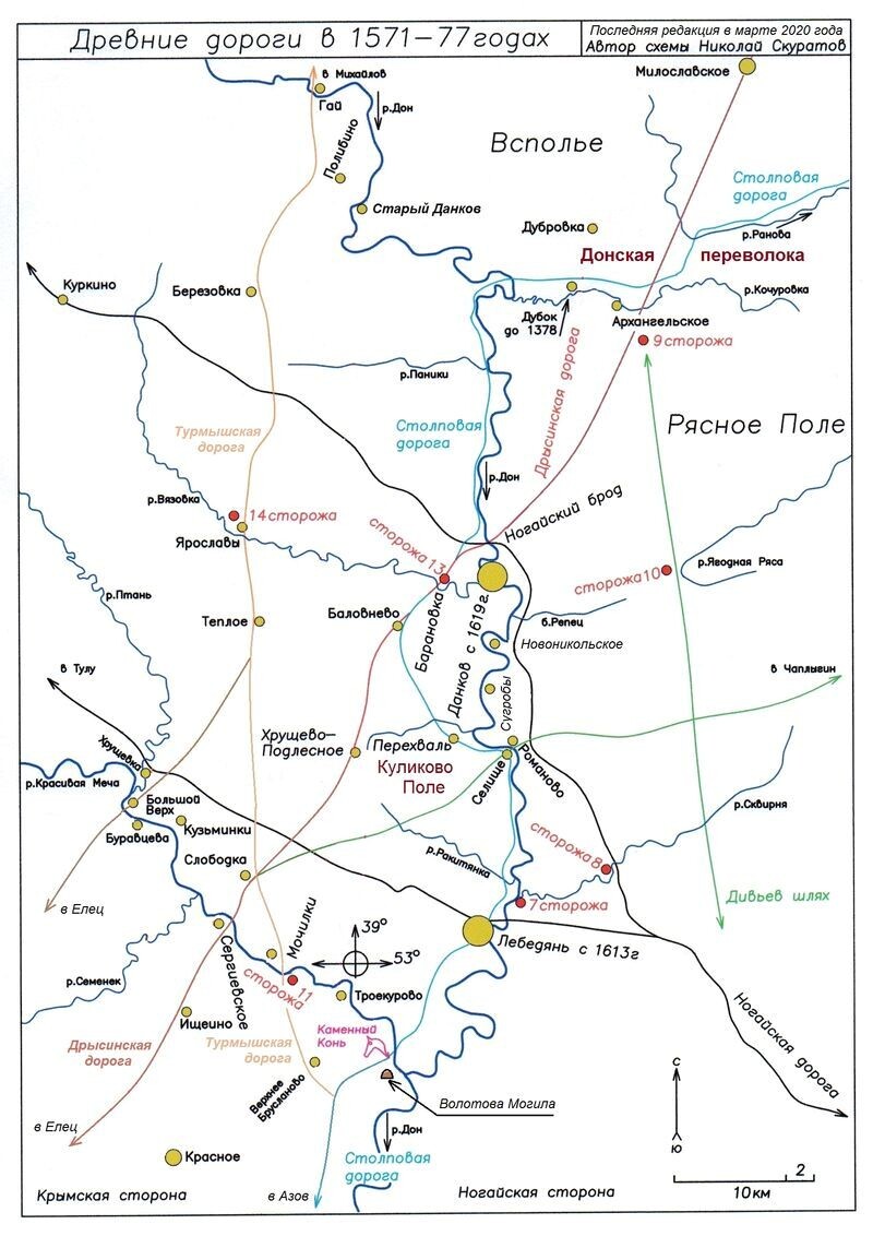 Древние дороги Верхнего Подонья - карта-схема