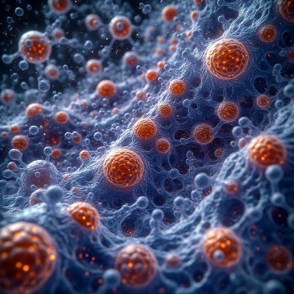 Микроскопический вид хрящевой ткани. Авторское/Сгенерировано нейросетью