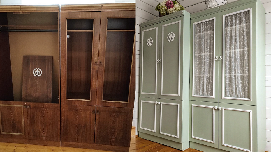 Как обновить старый шкаф своими руками? Способы реставрации и примеры переделки, 82 фото до и после