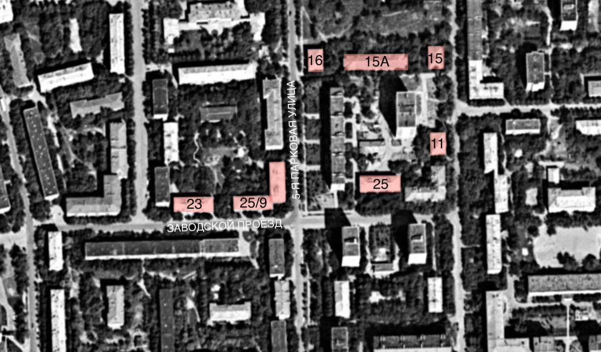 Поселок МВД на спутниковом снимке Москвы 1980 г. 