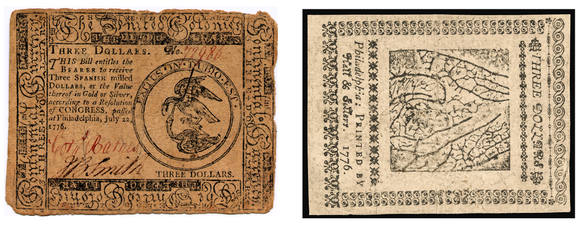 3 доллара 1776г. фото из свободного источника.