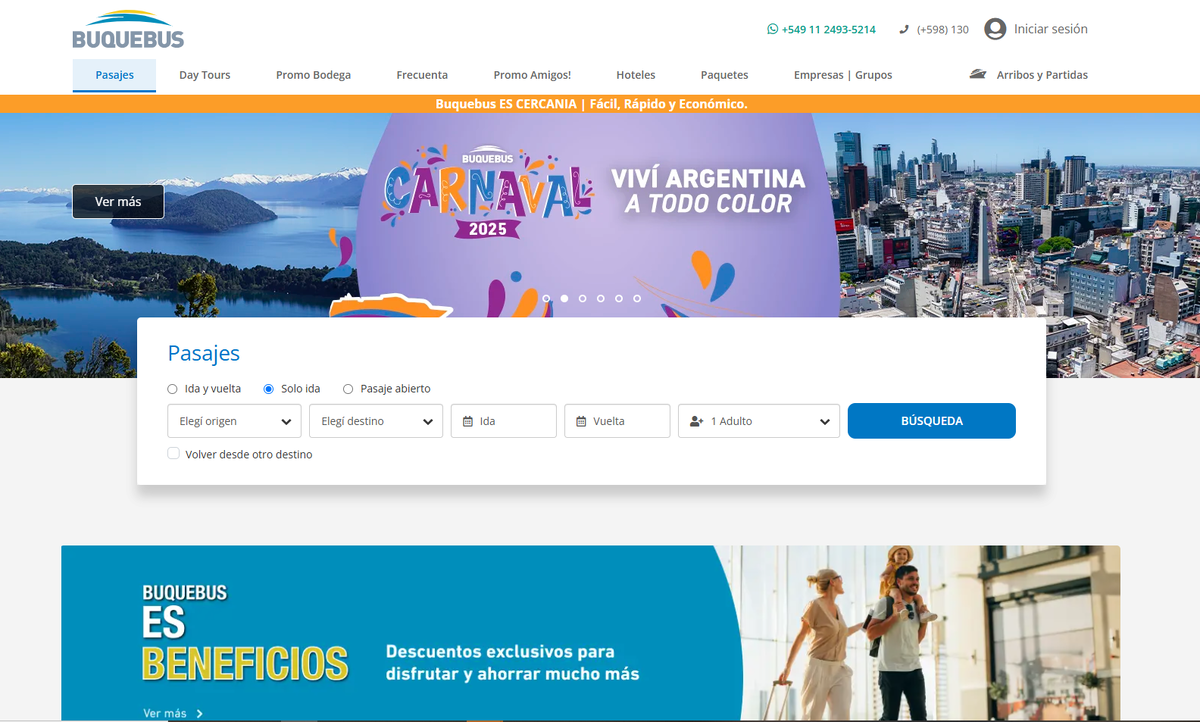 Сайт для покупки билетов на паром из Буэнос-Айреса в Уругвай