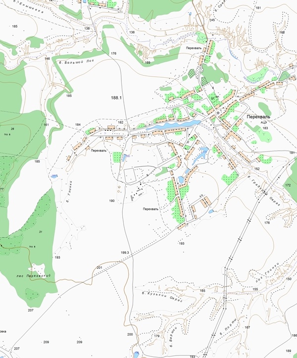 Перехваль на карте 1983 года