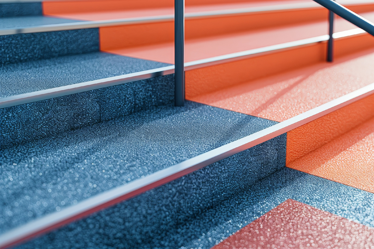 Ступени, покрытые жидкой резиной