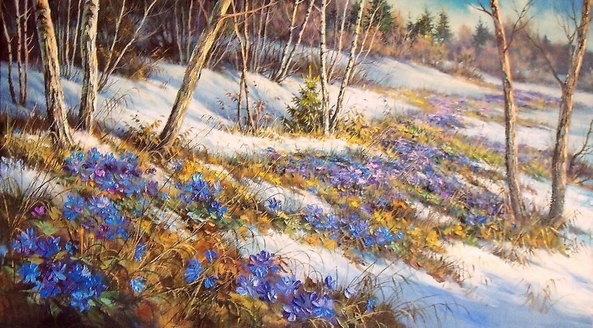 Художник Дмитрий Репин. Весенние первоцветы.