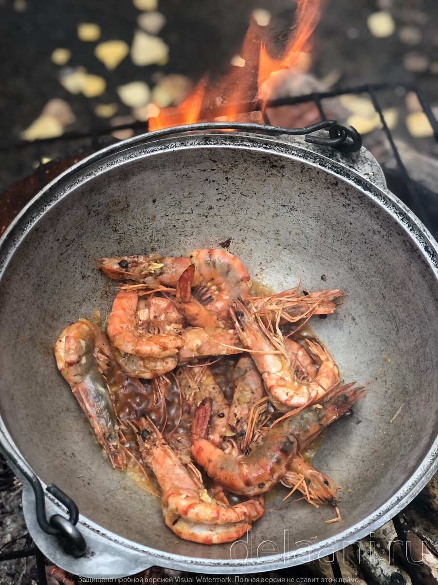 Быстрее, чем Доширак; вкуснее, чем Доширак; дешевле, чем Доширак. Готовим  пасту с креветками на костре в котелке | Каждодневные делАни | Дзен