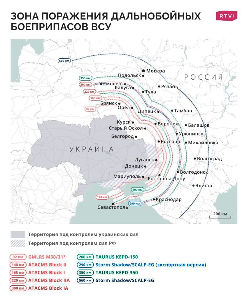 Районы, потенциального поражения ракетами НАТО.