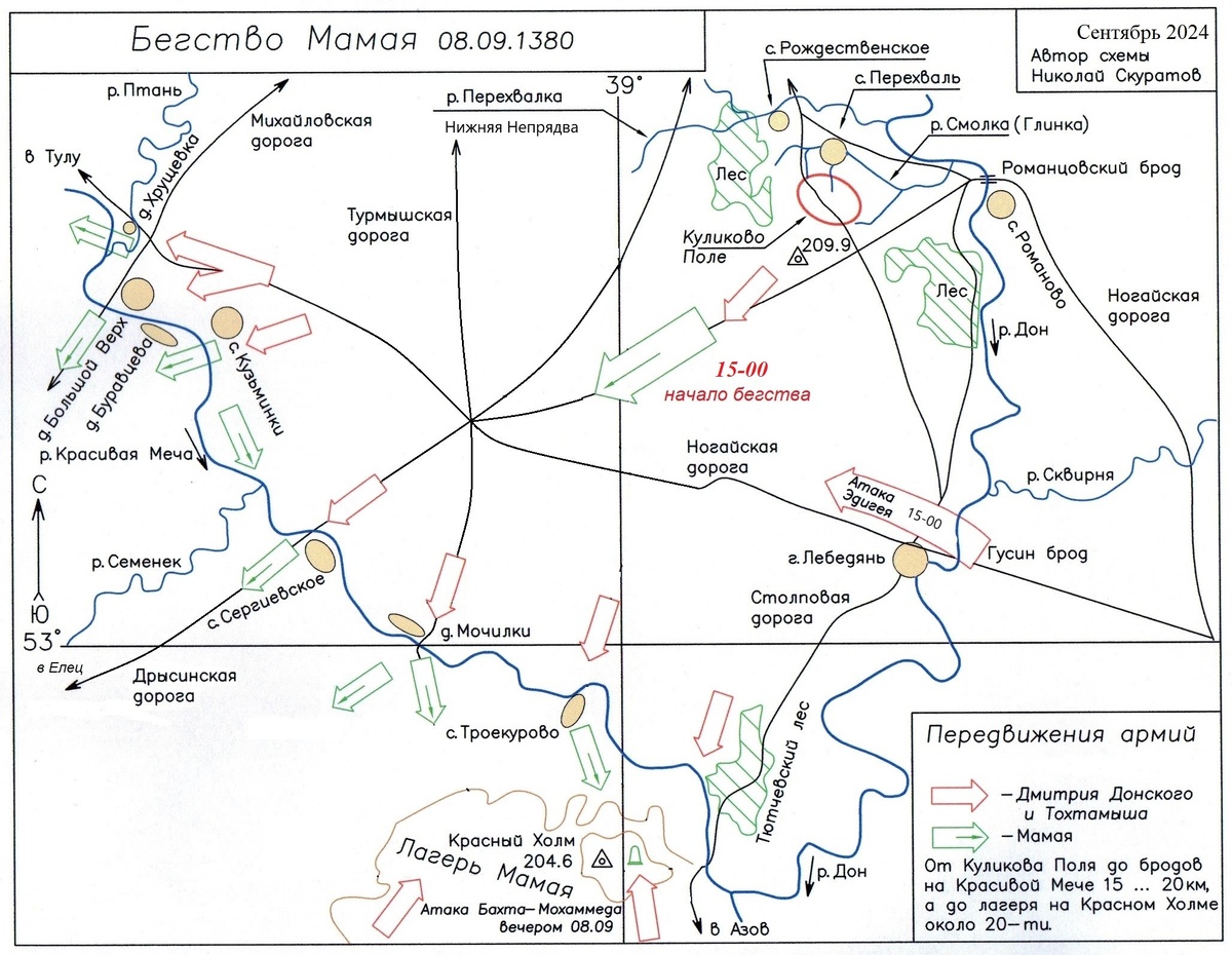 Бегство Мамая - карта-схема