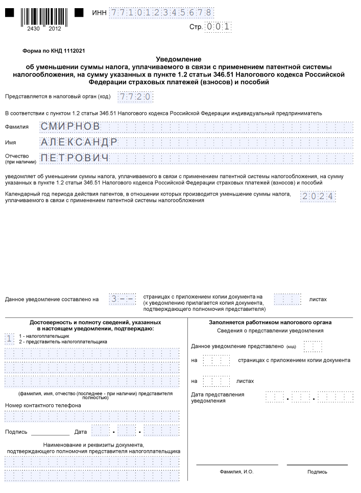 Заявление на уменьшение патента - как заполнить, образец | Налог-налог ...