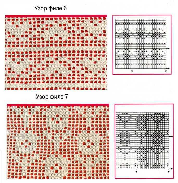 Узоры крючком со схемами филейное вязание крючком