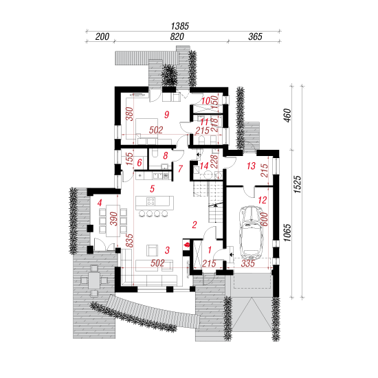 Проект дома 226 м2 с мансардой, гаражом, балконом и террасой - 103-12