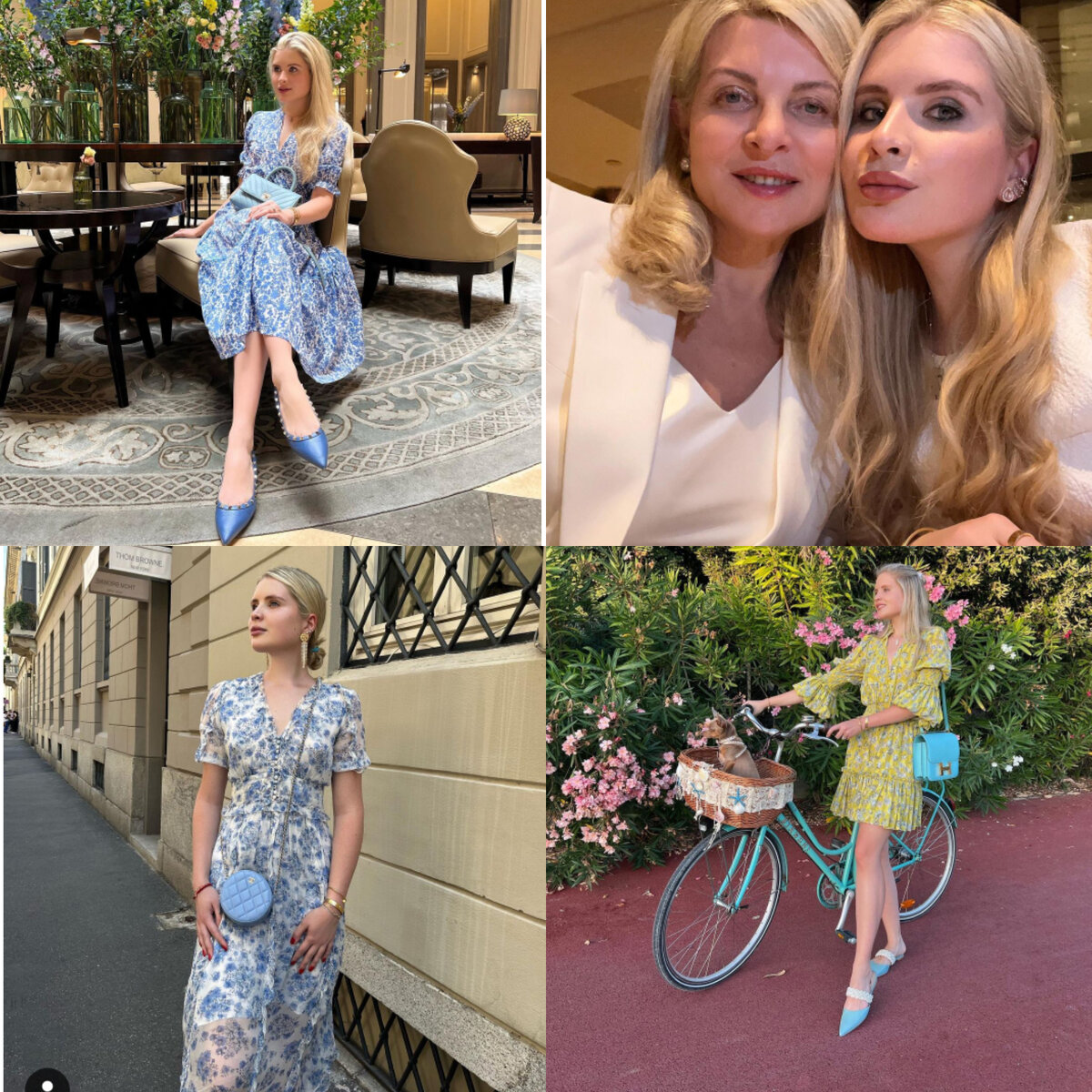 Лубочные картинки с нарочито выставленными позами, где на первом плане показаны сумки, туфли, золотишко