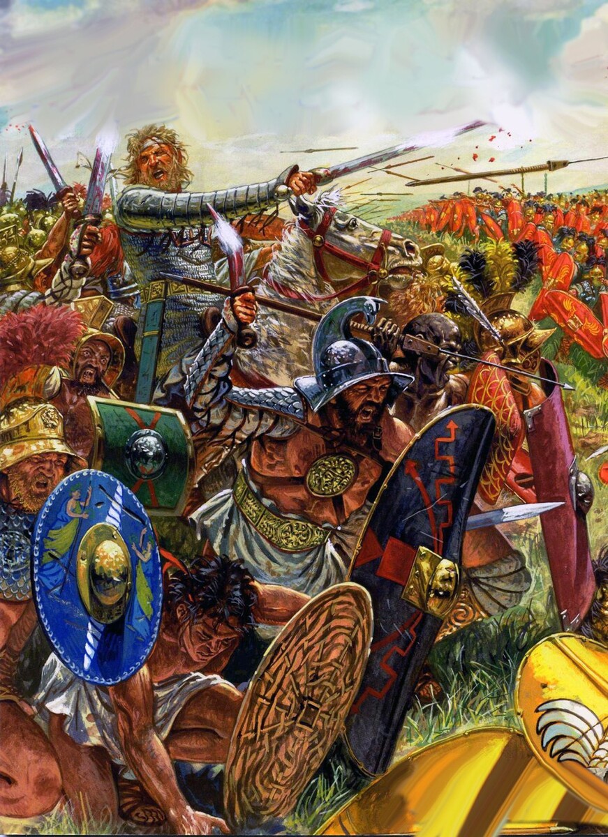 Гладиаторы против римских легионеров в 73-71 годах до нашей эры. Художник: Giuseppe Rava