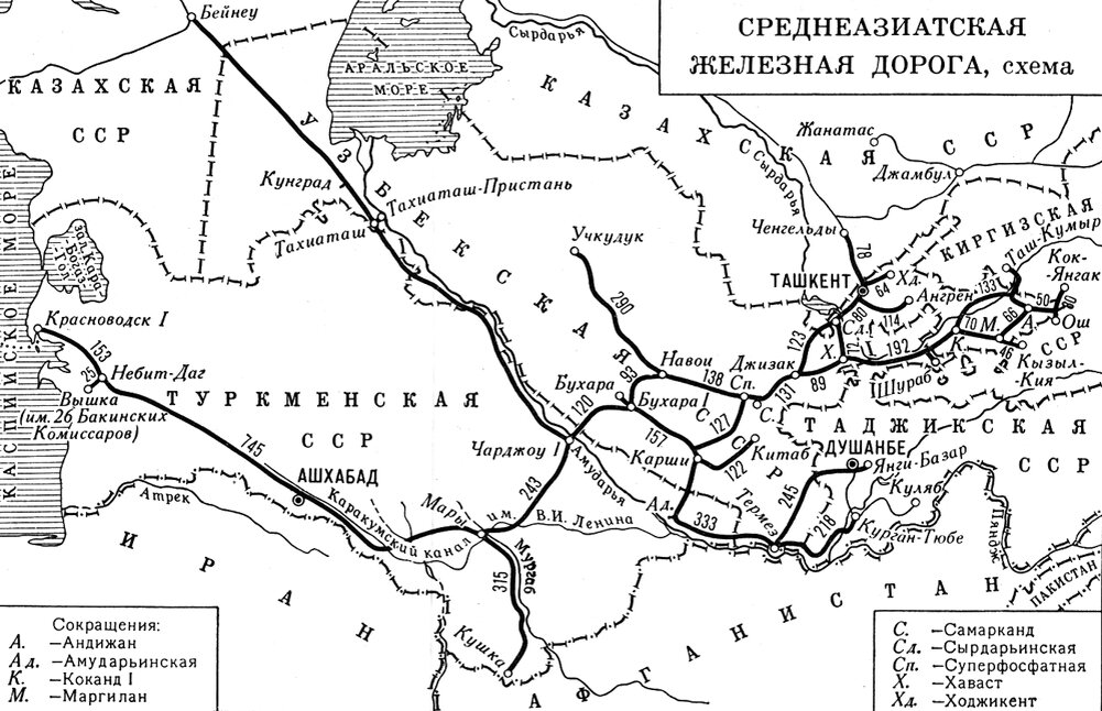 Карта жд средней азии