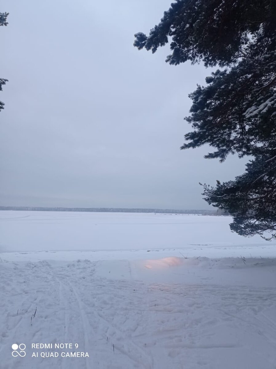 Озеро зимой.