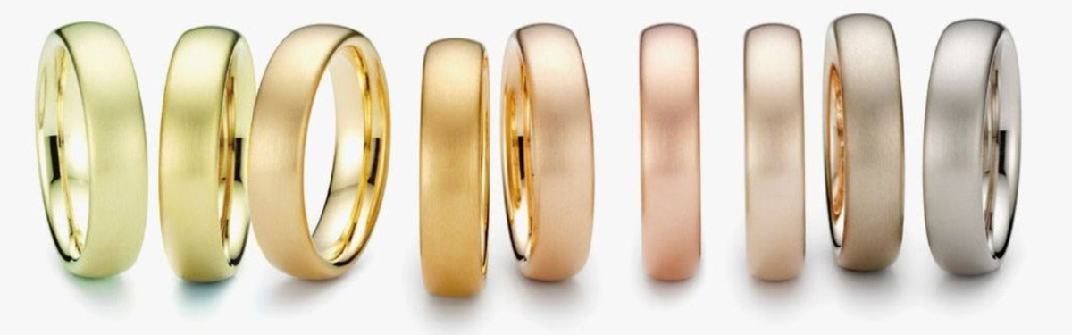Обручальные кольца изготовленные из золота различных цветовых оттенков