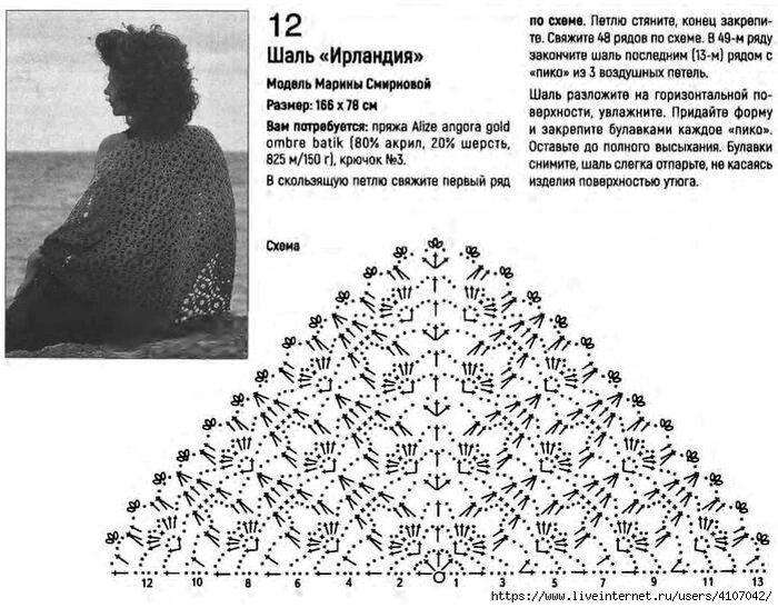 Шаль виноградная лоза крючком схема и описание