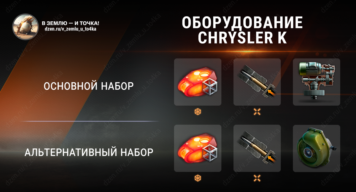 Оборудование для Chrysler K (World of Tanks / Мир танков)