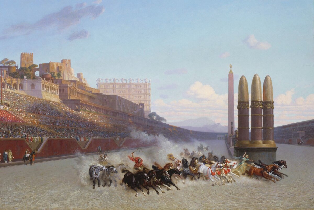 Фрагмент картины «Гонка на колесницах», Жан-Леон Жером, 1876 год.