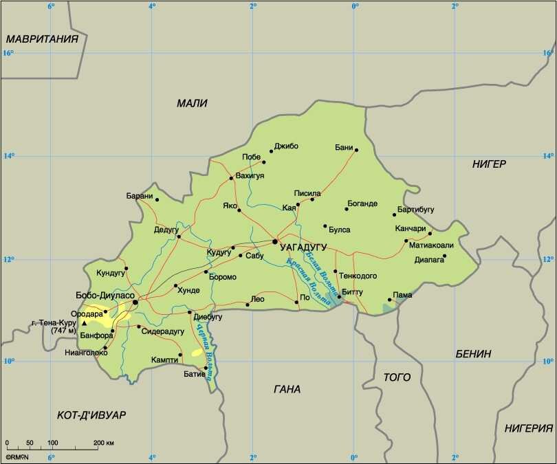 Карта Буркина-Фасо