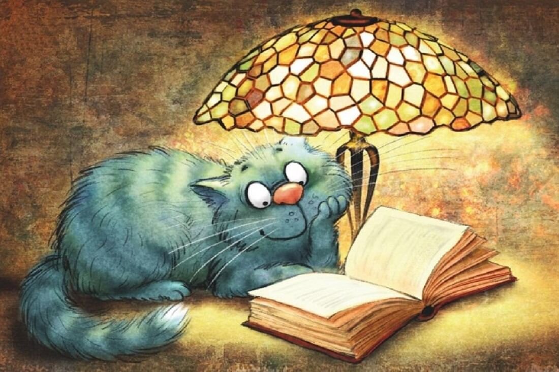 Книголюбивый котик для уюта. Картинка из открытых источников
