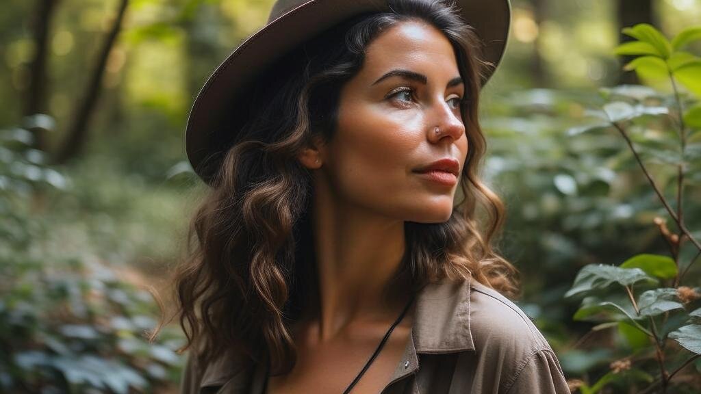 Фотография женщина восполняет энергю соединяясь с природой