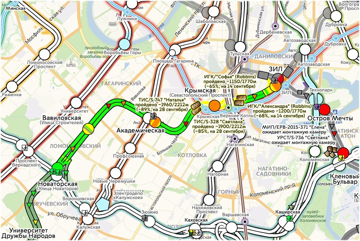 📷 1.1: Схема проходки ТПМК "Академического" участка Троицкой линии