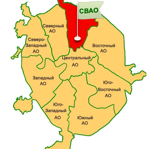 Северо-Восточный округ на карте Москвы. Взято с сайта: mos-auto.ru.