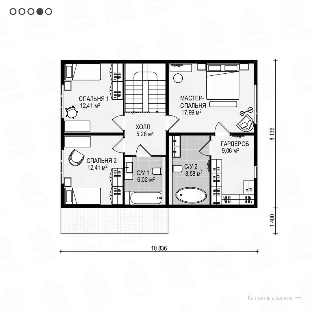 Двухэтажный дом с террасой 172,51 м² | АО «ТАМАК» | Дзен