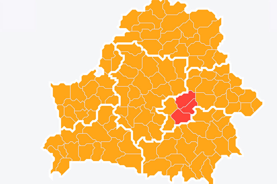    Зеленый – посещение разрешено | Желтый – посещение ограничено | Красный – посещение запрещено Скриншот: Минлесхоз