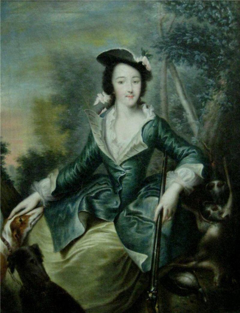 Георг-Христоф Гроот Портрет великой княгини Екатерины Алексеевны в охотничьем костюме. 1740-е гг.