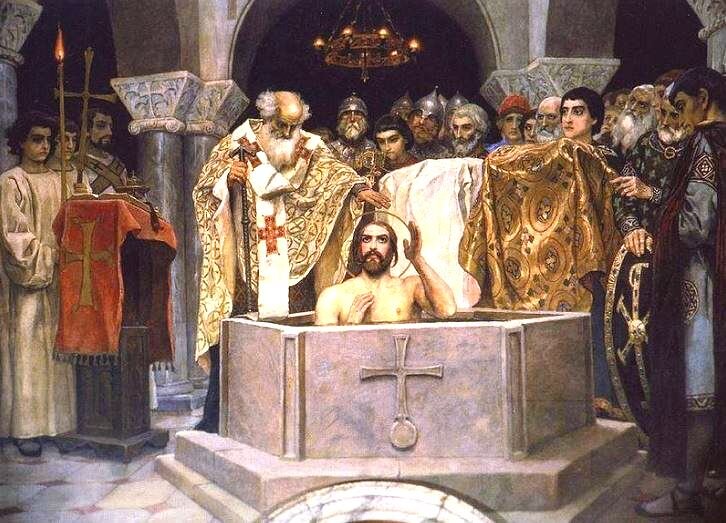 Крещение князя Владимира на фреске В. М. Васнецова во Владимирском соборе Киева