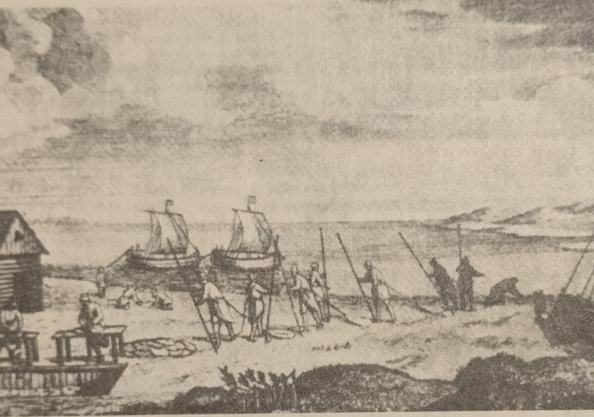 Рыбный промысел в Сибири, гравюра XVII века.