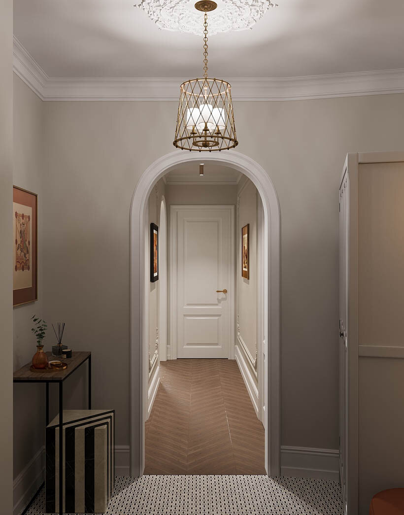 коридор с арочными проемами в стиле ар-деко