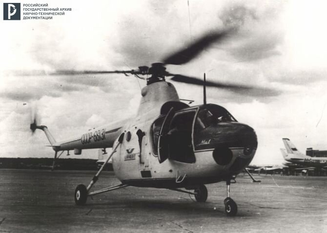 Вертолет «Москвич» конструкции М.Л. Миля. Доработанный вариант многоцелевого вертолета Ми-1. [вторая половина 1950х гг.]. РГАНТД. Ф. 348. Оп. 3. Д. 262. Л. 1