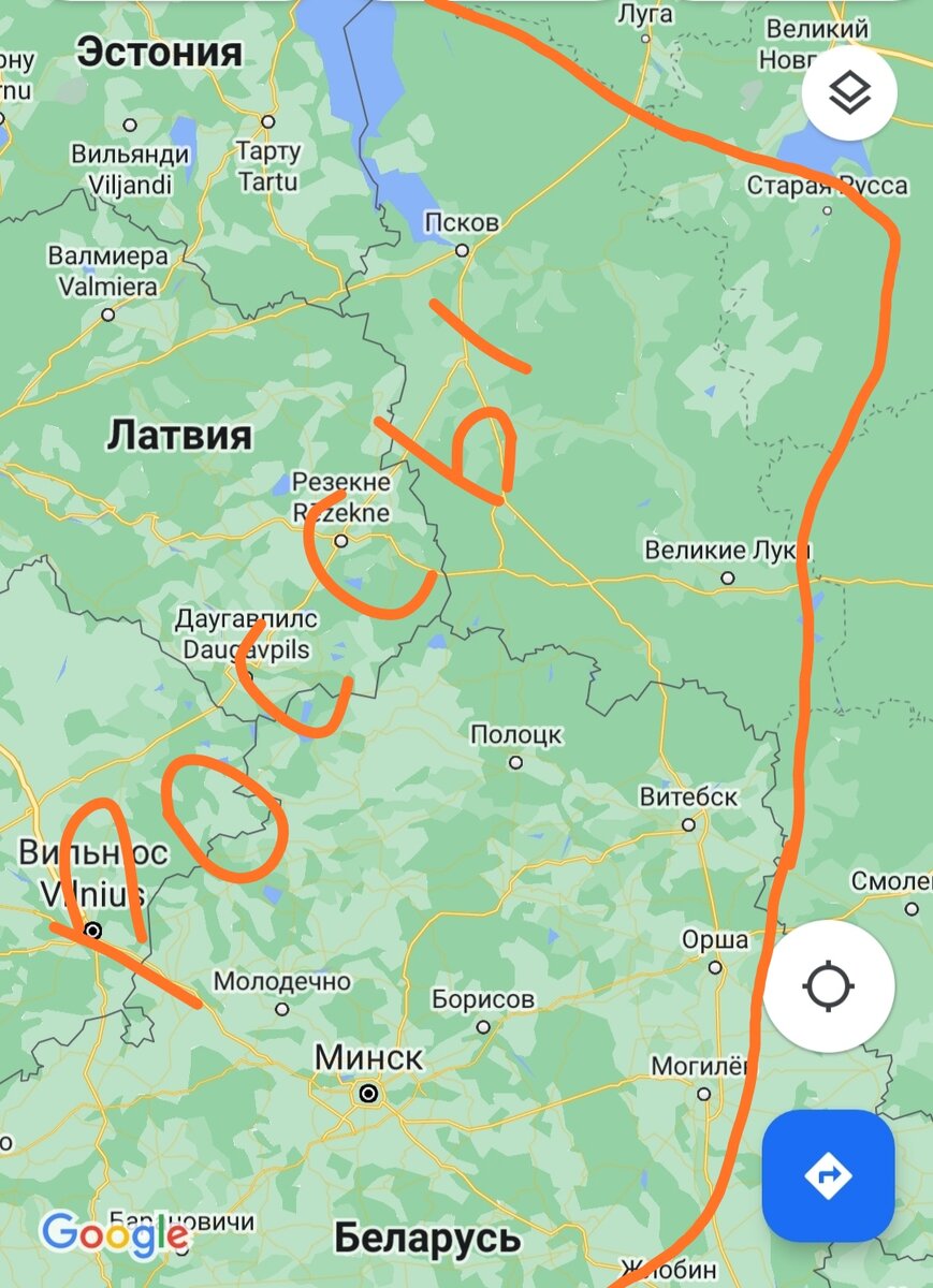 Примерно места обитания россов по М.В.Ломоносову