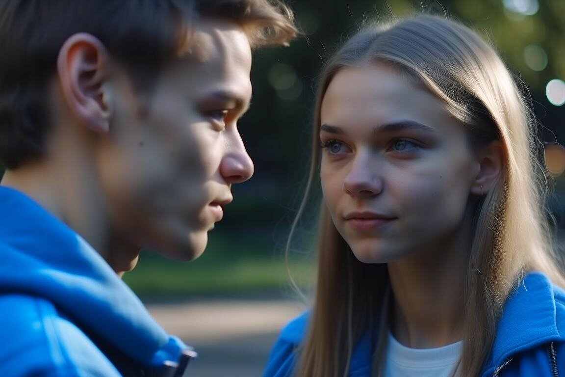 Парень и девушка. Нейросеть Kandinsky 2.2.