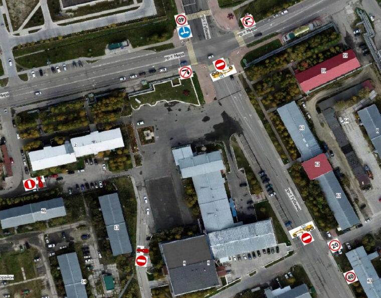    Схема ограничения движения в Губкинском 30 сентября