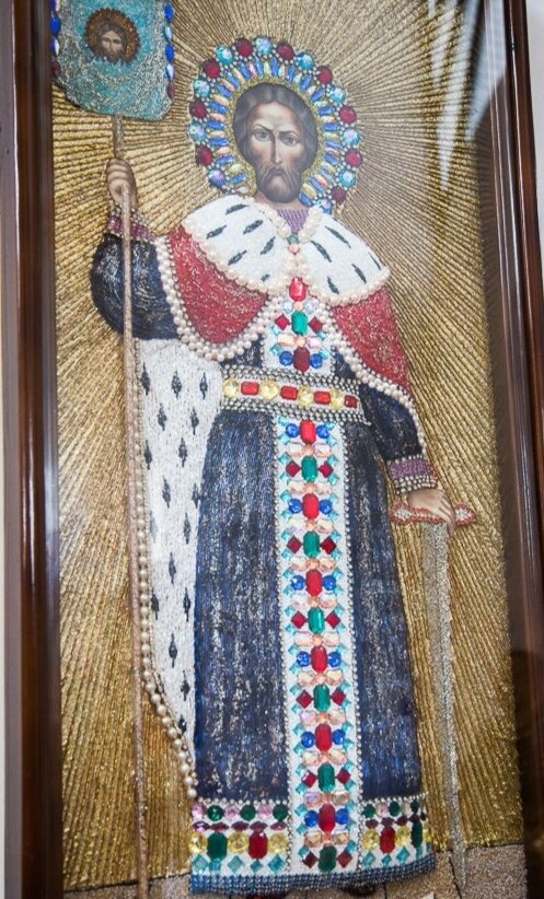 Святой благоверный князь Александр Невский, икона из храма Всех Святых на Мамаевом кургане