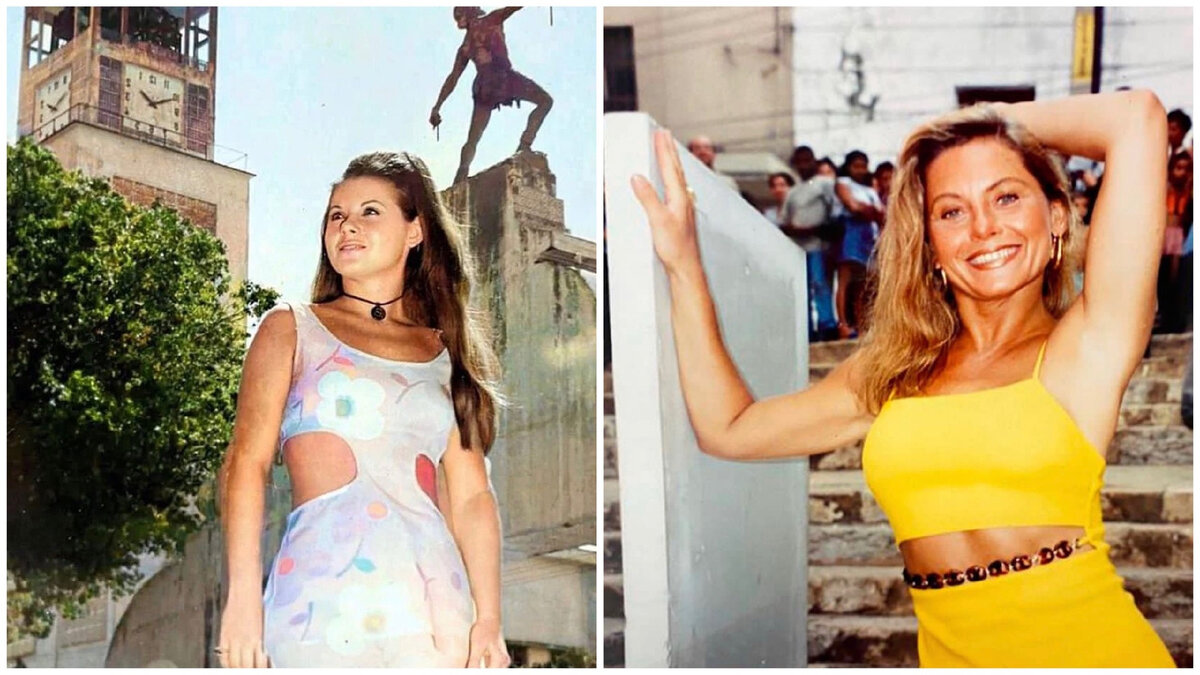 Вера Фишер в молодости: 1969 г. и 1998 г.