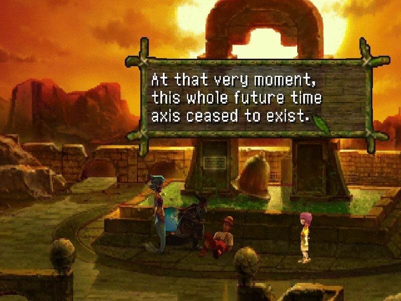 В Chrono Cross и многих других играх в уста персонажей сценаристы вкладывают сведения, которые этим персонажам знать не положено. 