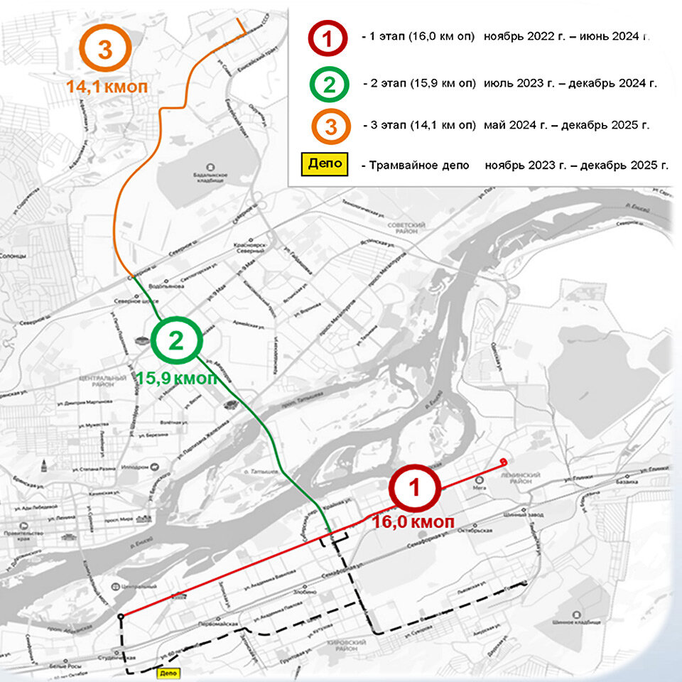     По заключенному мэрией Красноярска соглашению через полтора года трамвайная линия уже должна прийти в Солнечный