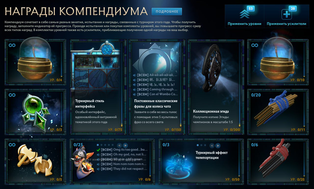     Награды из компендиума к TI12