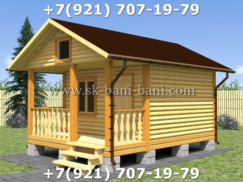 Баня 4х4 из бруса 140х140 с террасой под ключ цена